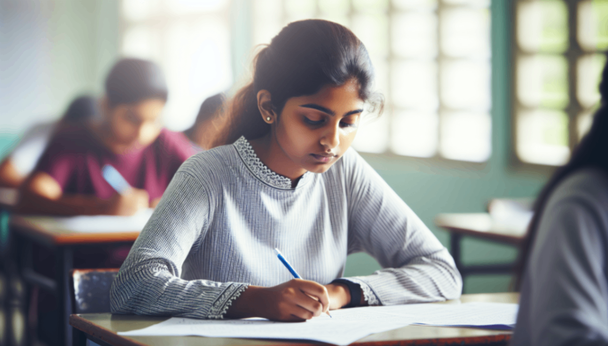 student appearing for an exam