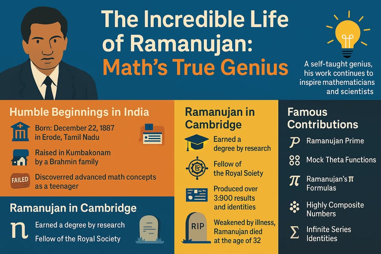 Infographics of Ramanujan life story